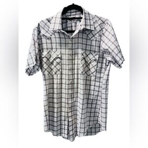 Tem Tex Vintage Pearl Snap Short Sleeve Plaid Western Shirt Size 15.5 Men's